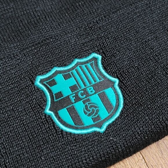 Nike F.C. Barcelona Black Blue Beanie Hat Cable Knit Dri-Fit Unisex New Barca - Picture 2 of 6